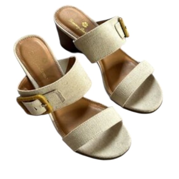 Tommy Bahama Trista Linen Block Heel Sandals Size 8.5 - Picture 7 of 8